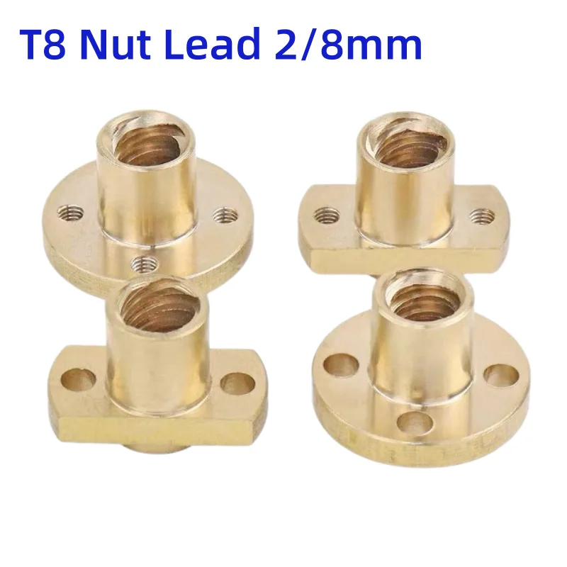 Lead Screw 8Mm - 2pcs T8 Screw Round Brass Nut