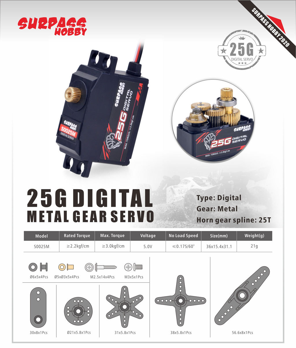 5PCS Surpass Hobby S0025M Meta - Servo 9G review and price